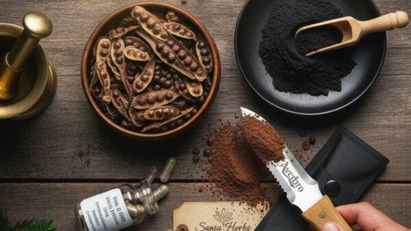 A professional island garden setup with Ti Marie seeds and charcoal for a Mimosa Pudica parasite cleanse protocol