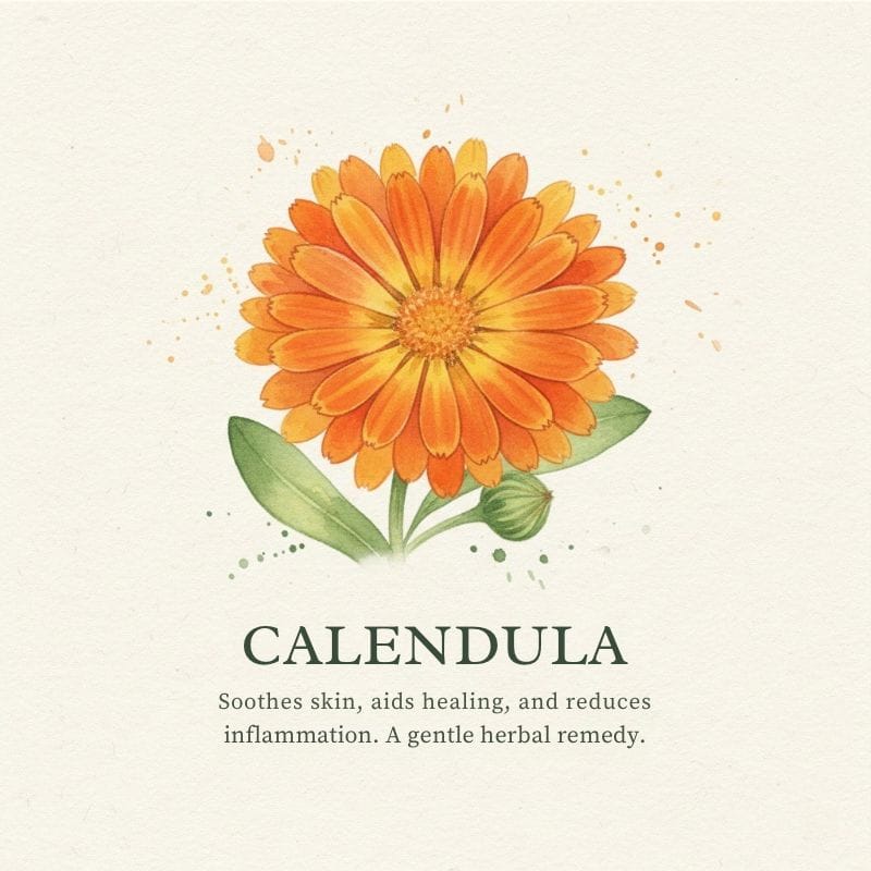 Calendula flower illustration for Medicinal Garden Kit - healing salve ingredient for cuts and skin irritations.