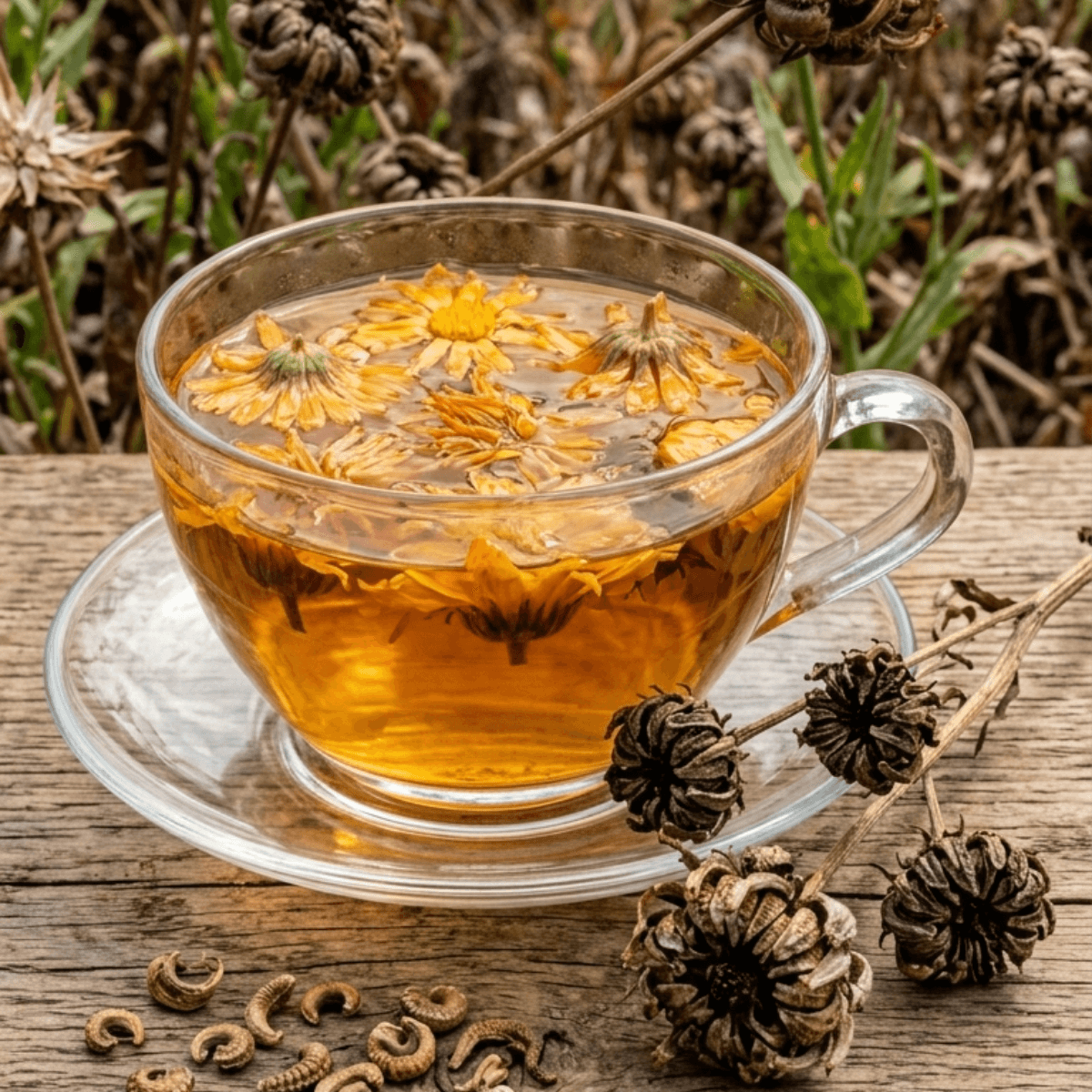 grow calendula from seed and make a cup of freshly steeped calendula tea