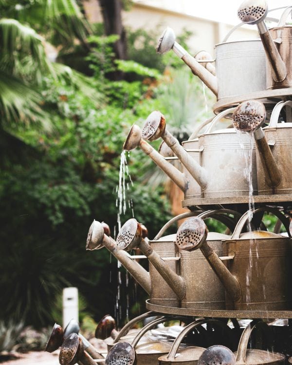 Rustic Watering Cans Fountain