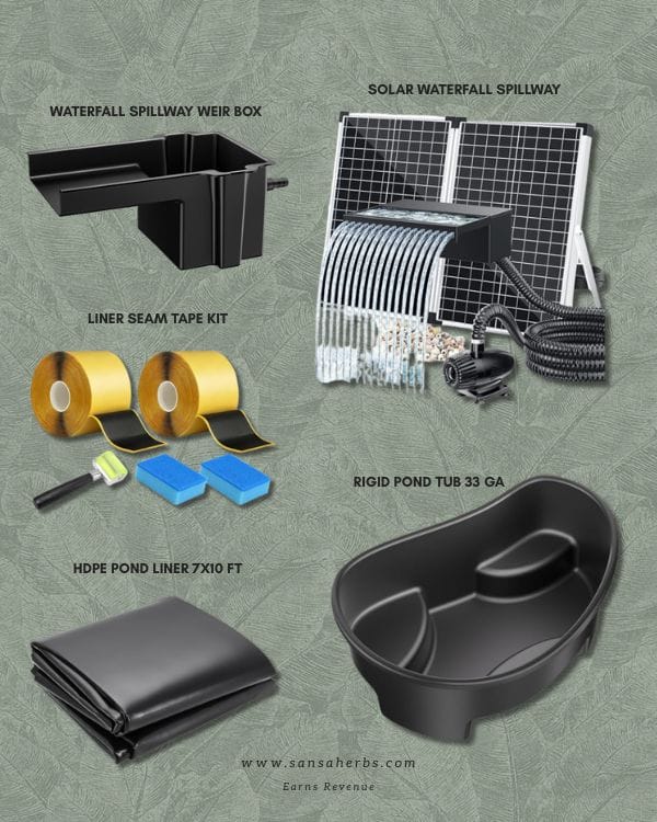 Collage of diy water feaure components 