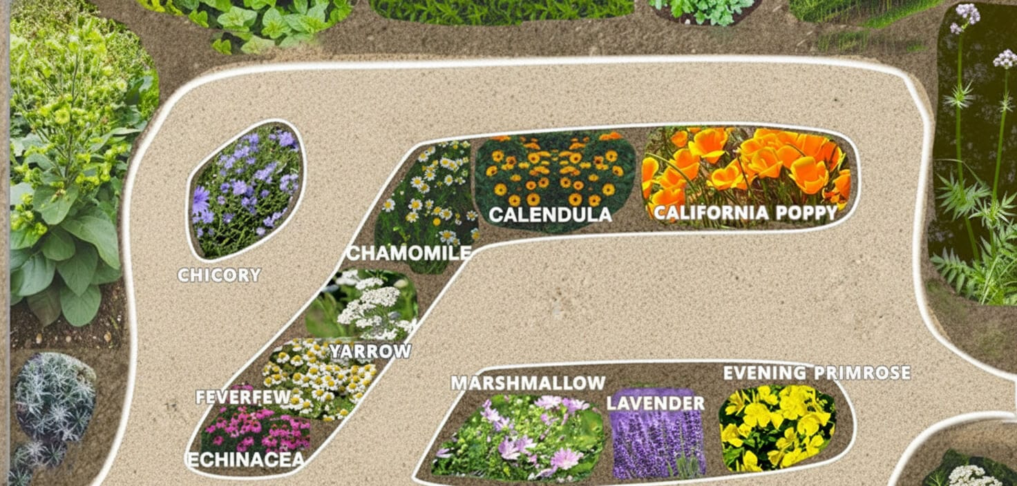 medicinal garden layout of medicinal plants from the medicinal garden seed kit