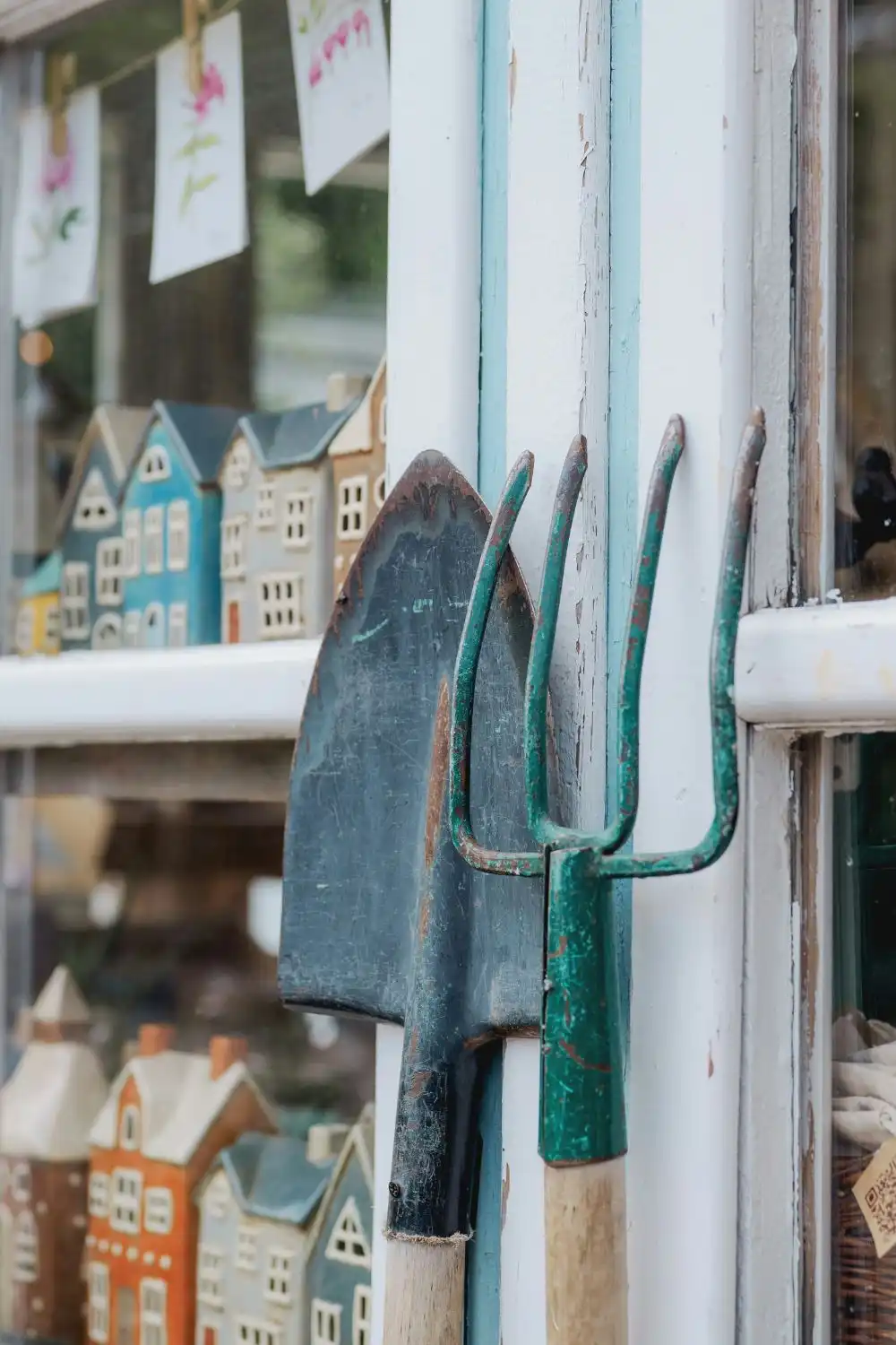 essential gardening tools shovel and pitch fork