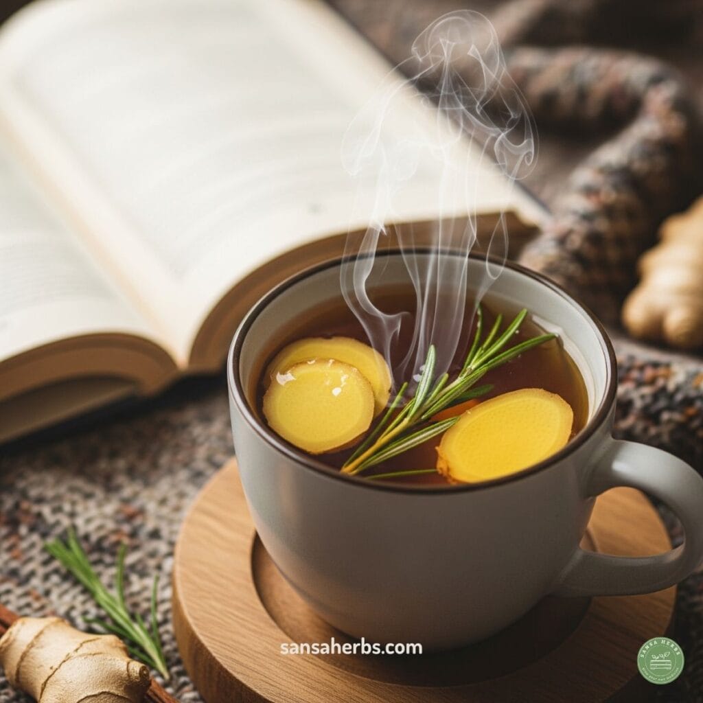 herbal-tea-for-flu a steaming cup of herbal tea for flu and cold relief