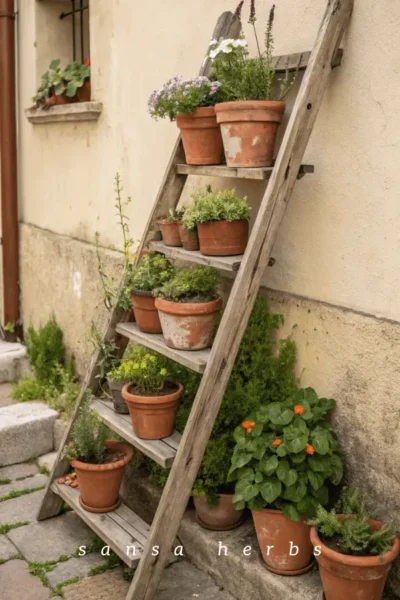 ladder-planter repurposed ladder as a planter