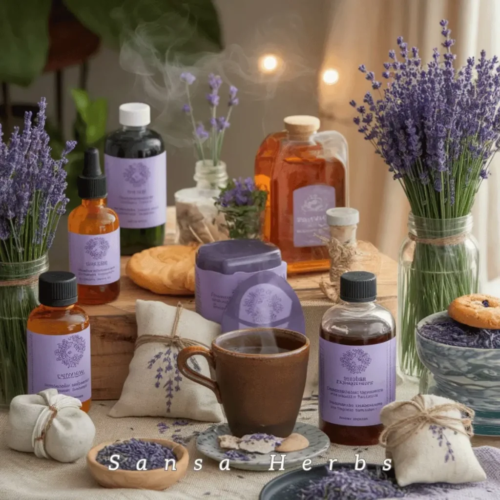 assorted lavender products on display