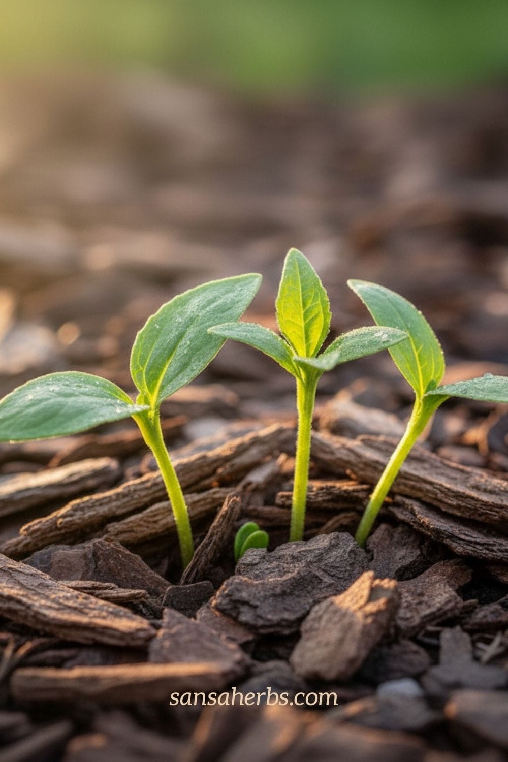 Fresh echinacea growth emerging in spring after successful winterization