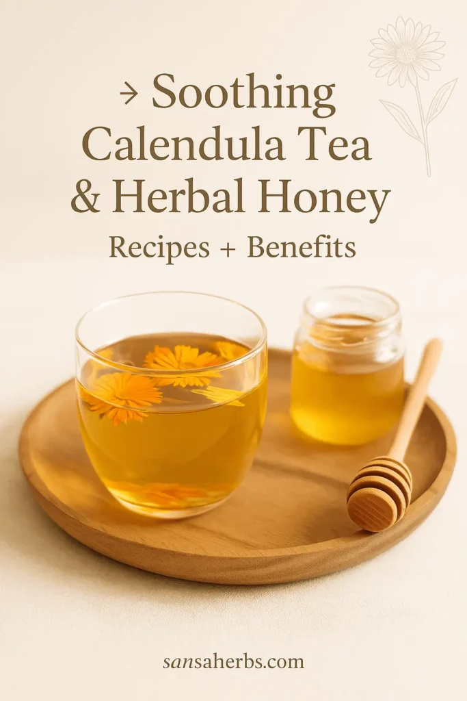 calendula herbal tea and honey
