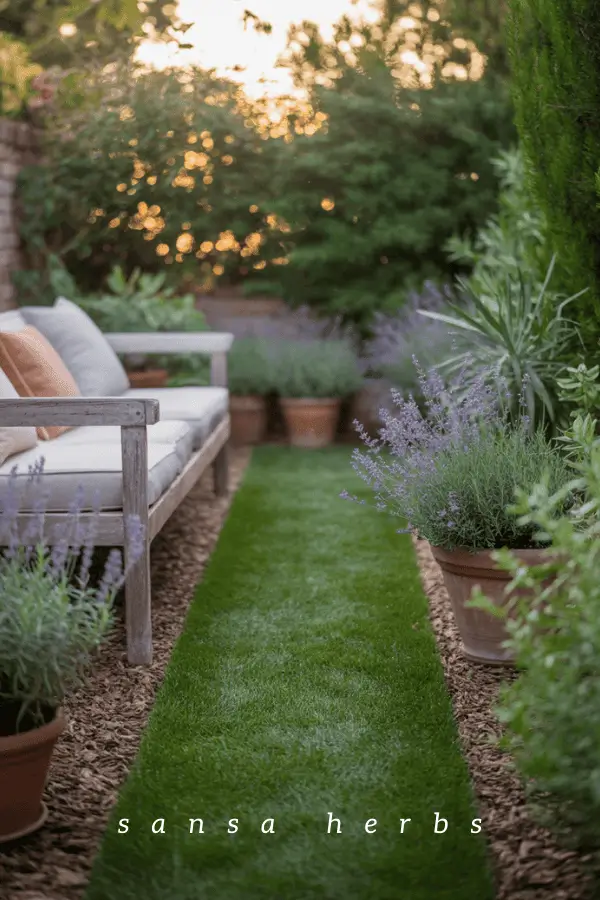 tiny-garden-strip backyard with narrow path