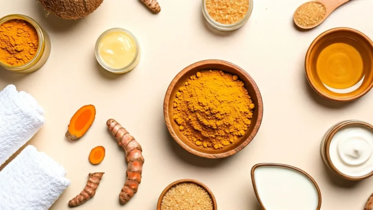 turmeric scrub ingredients laid out
