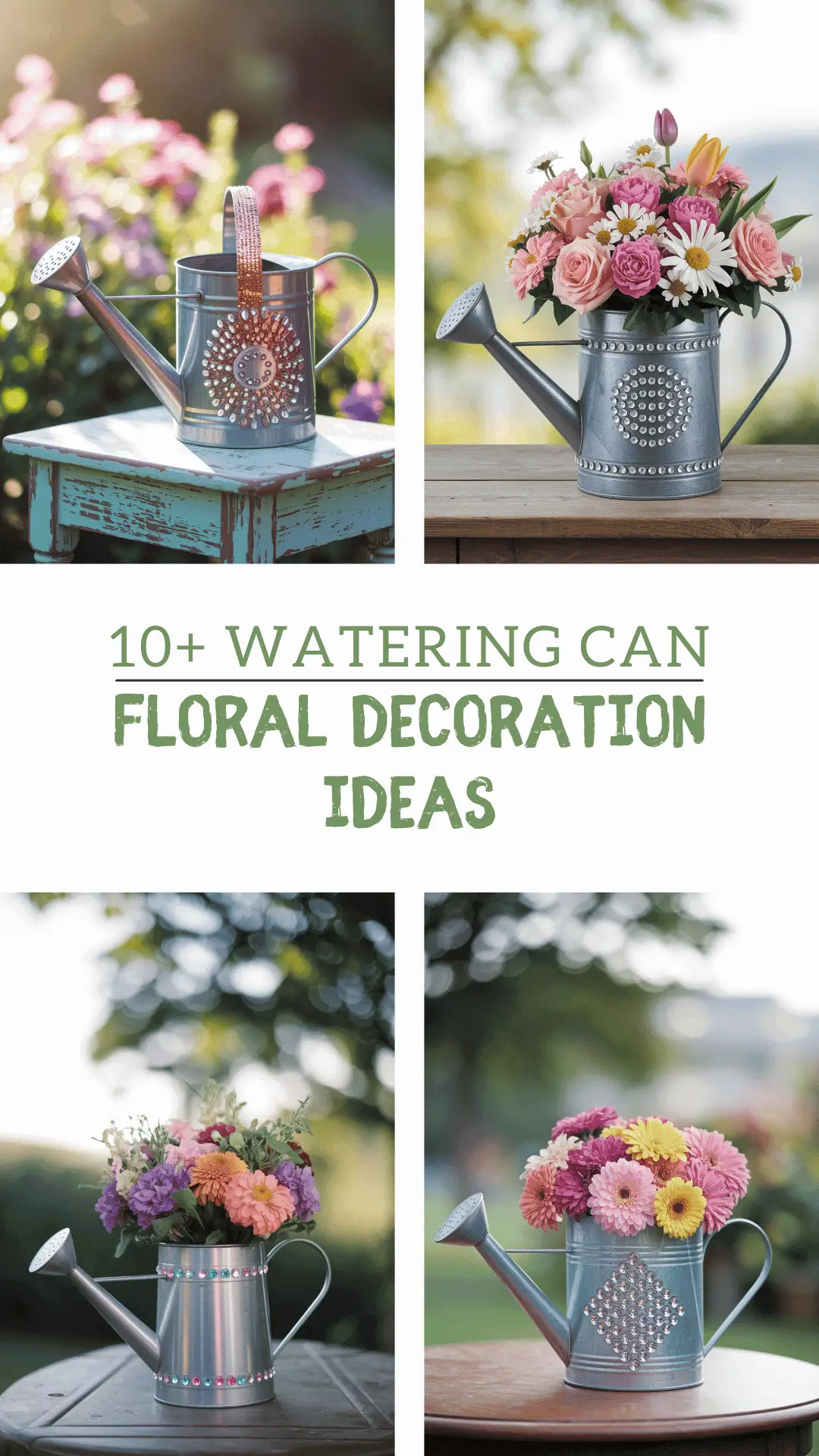 Jeweled watering can decor